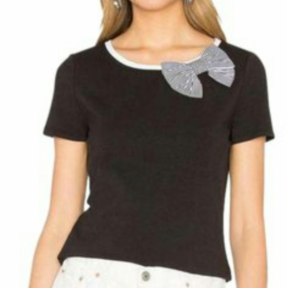 kate spade Black Tee with White Trim and Bow